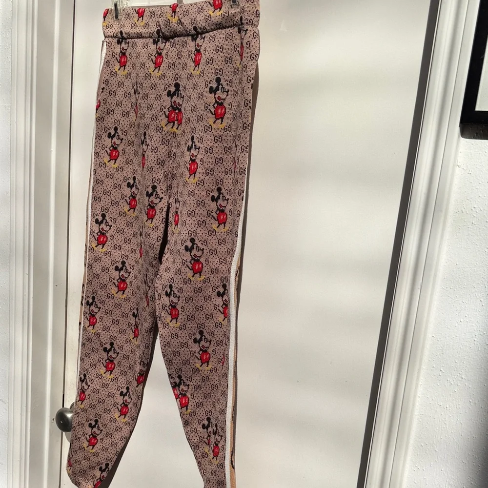 Mickey Mouse Gucci Design Tracker Pants Super Thick Warm Fabric Unmarked! XS/S - Picture 10 of 12